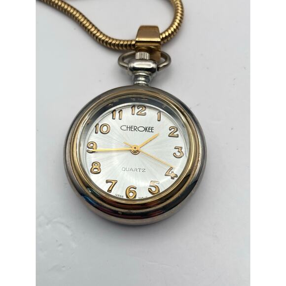 VTG Cherokee Womens Open Face Pendant Pocket Watch 30mm w/ Rope Necklace - Picture 6 of 7